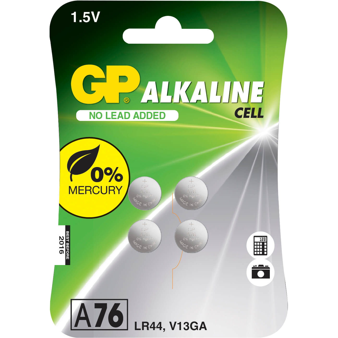 BildeGP Alkaline Coin Cell LR44 A76 4-pack