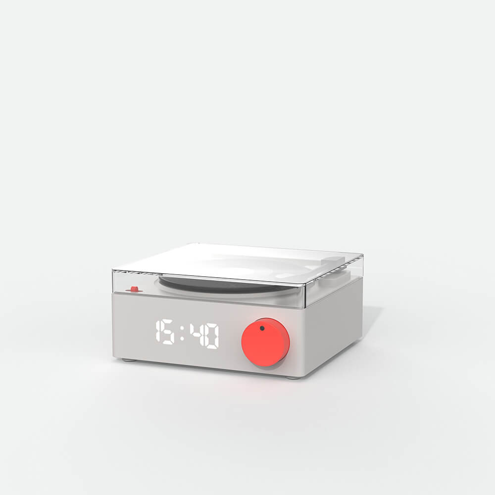 MOB Speaker Alarm Clock Vinyl Retro Grey