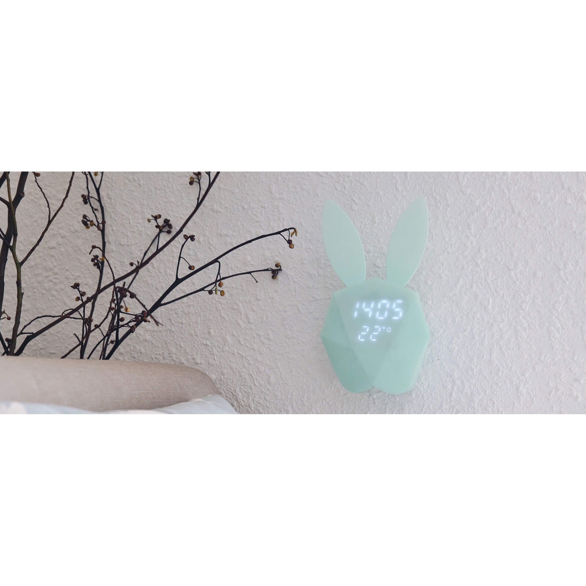 MOB Vekkerklokke med nattlampe Lys blå Rabbit