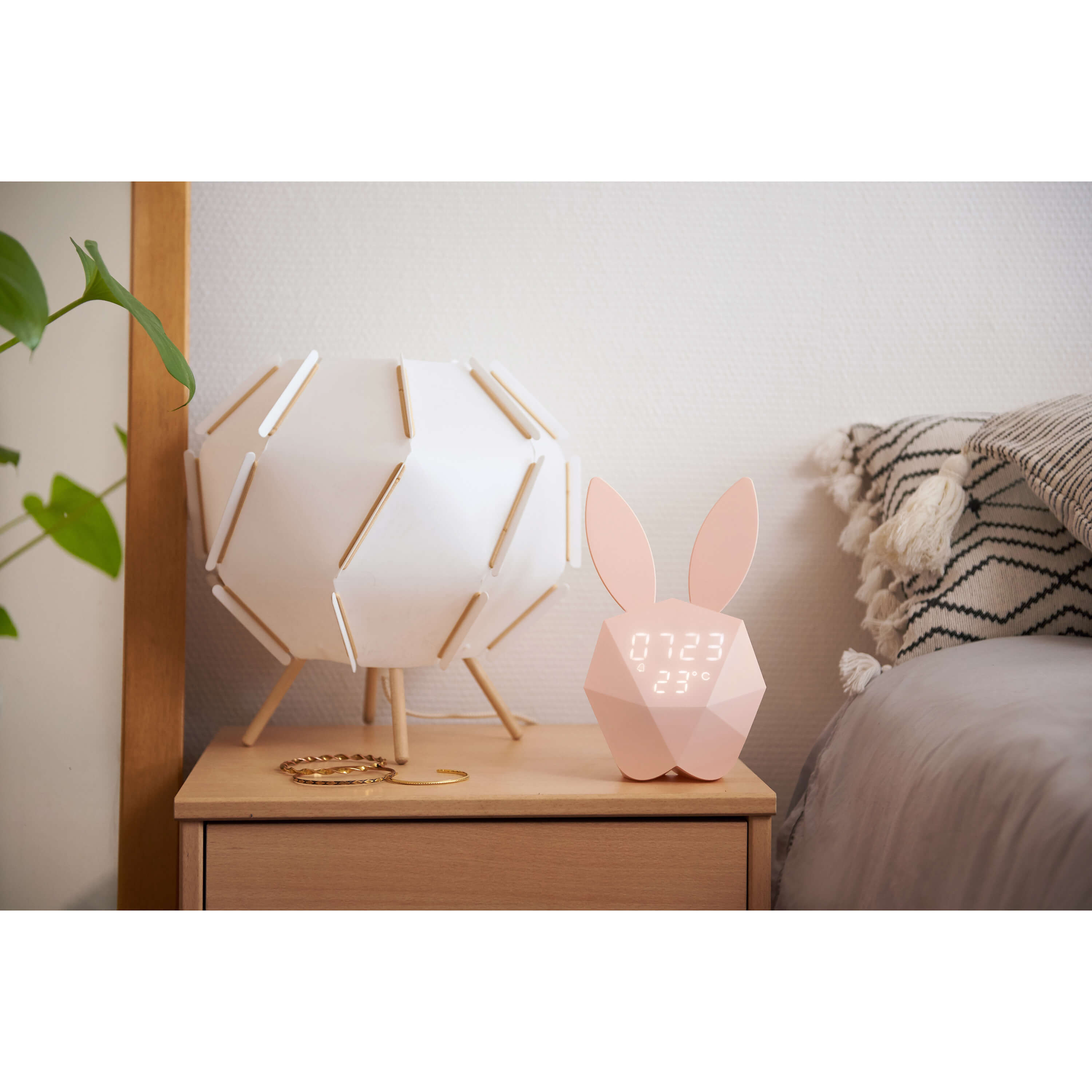 MOB Vekkerklokke med nattlampe Lys rosa Rabbit