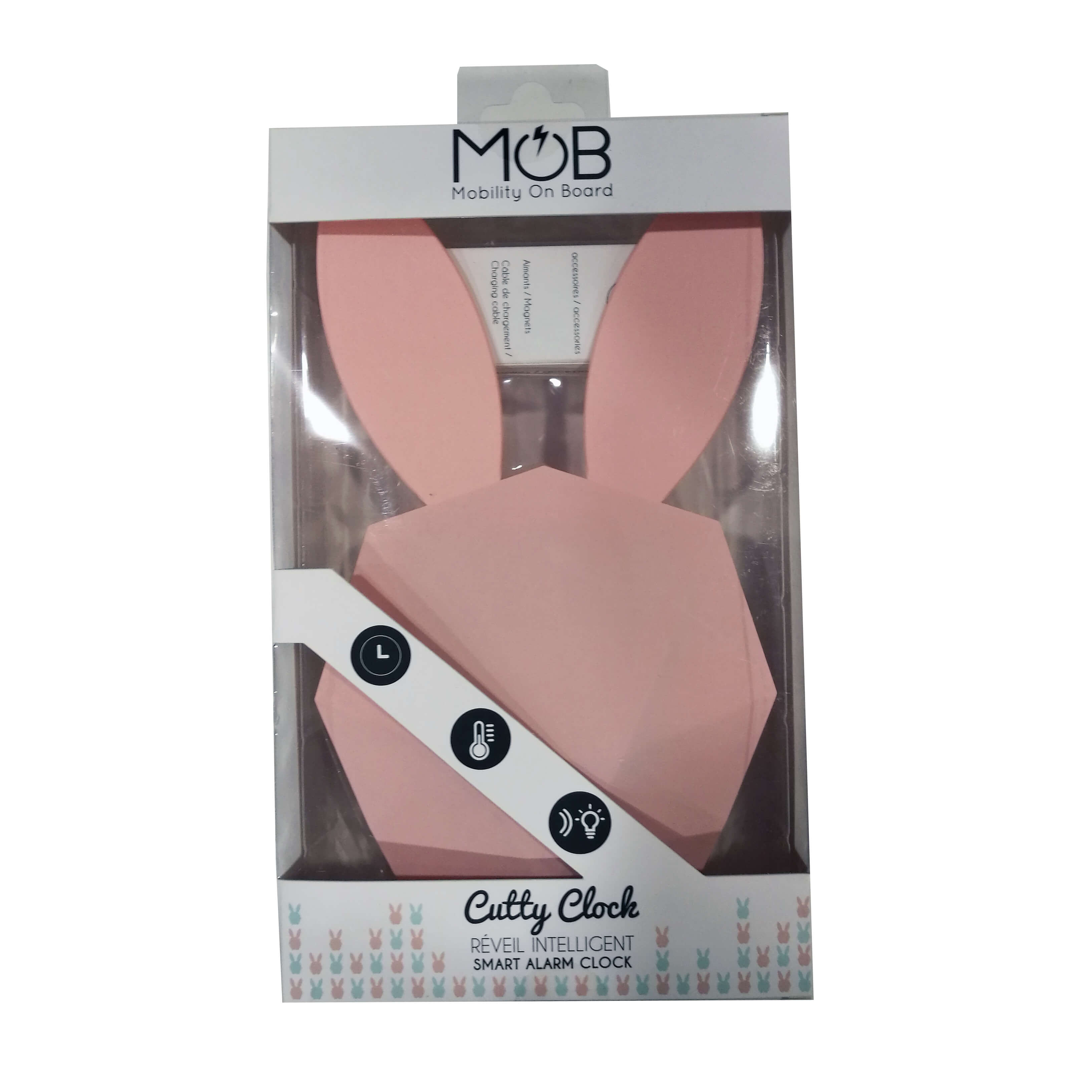 MOB Vekkerklokke med nattlampe Lys rosa Rabbit