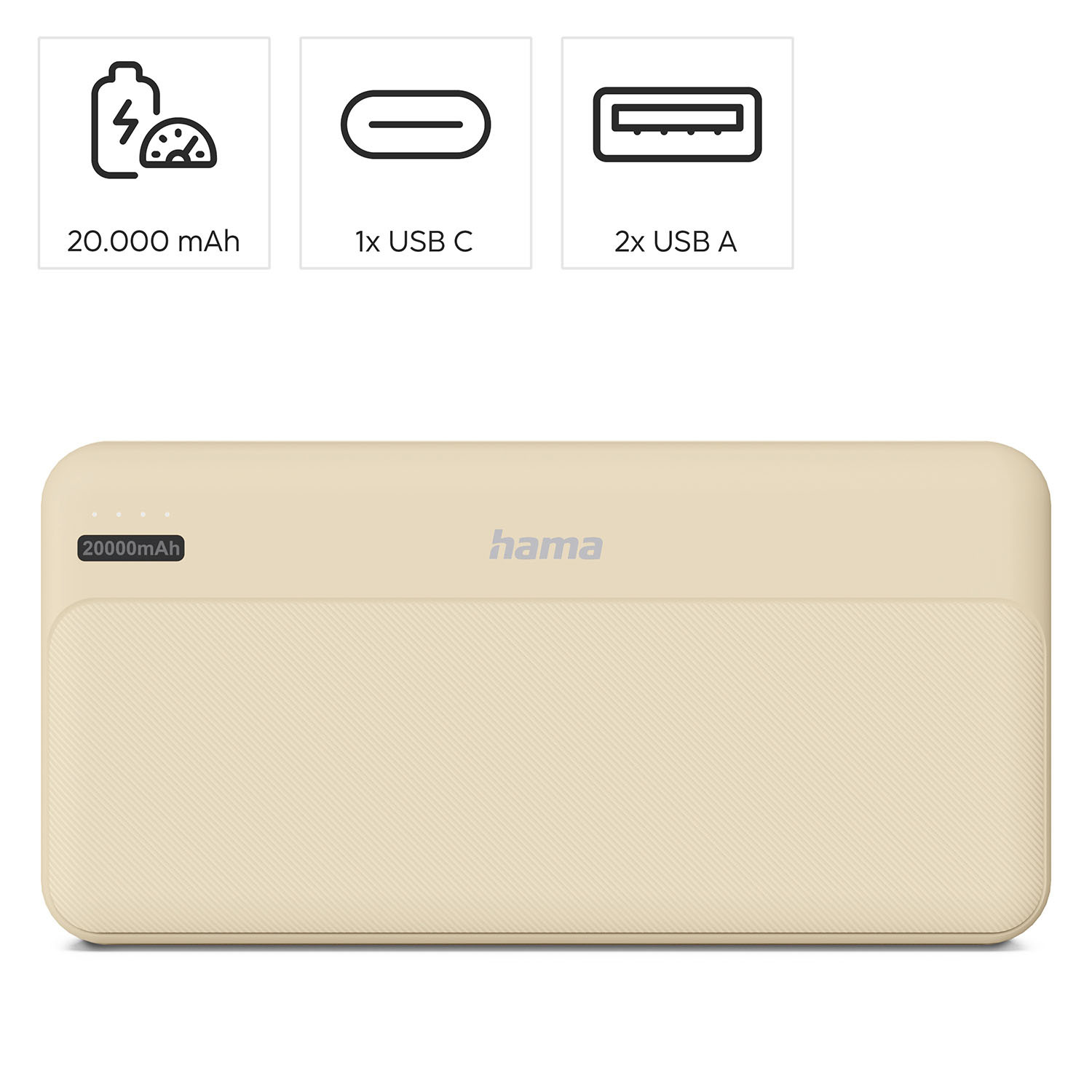HAMA Powerbank Pocket 20000mAh Sand