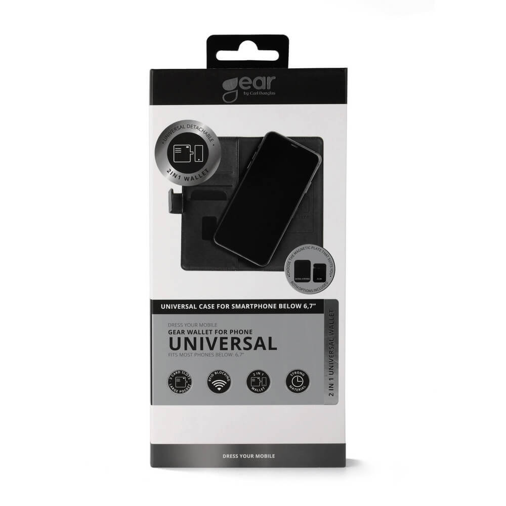 GEAR Lommebok Universal Klister/Magnet For Mobiler opp til 6,7" Svart