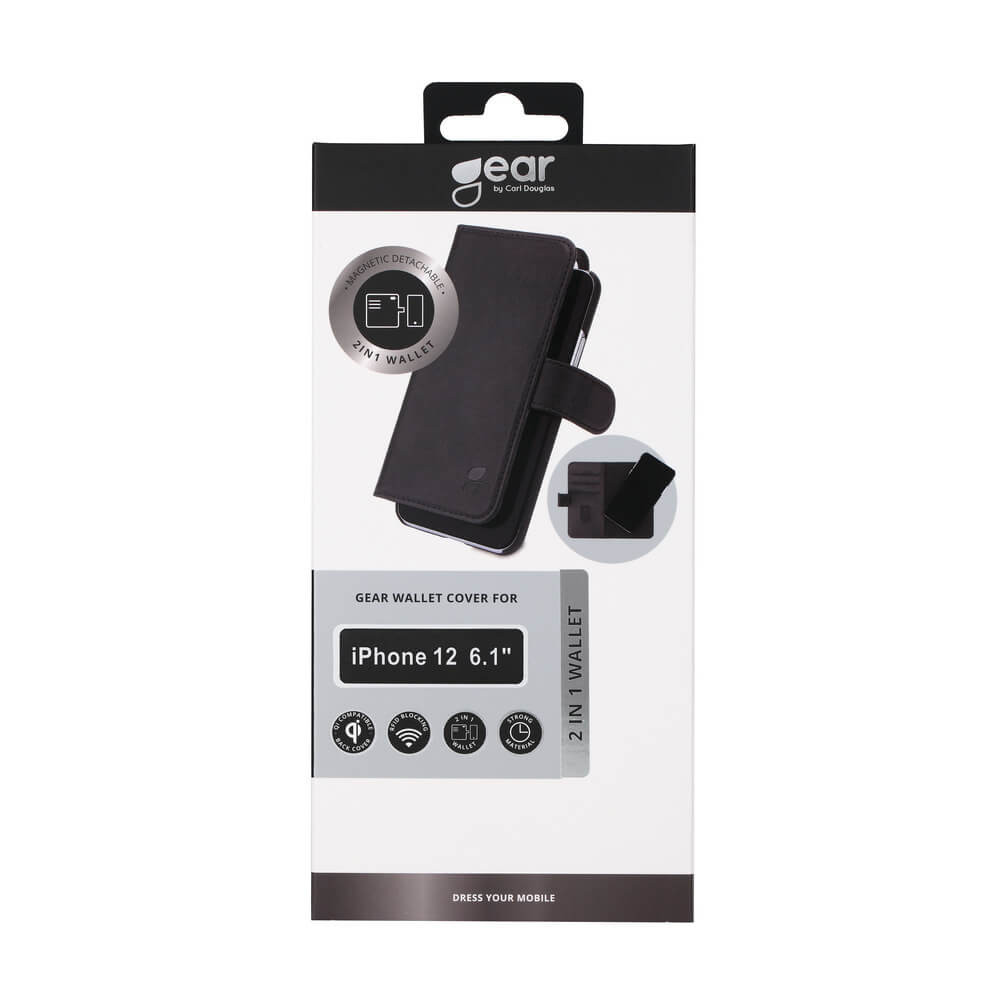 GEAR Lommebokveske Svart iPhone 12  / 12 Pro 2in1 Magnetdeksel