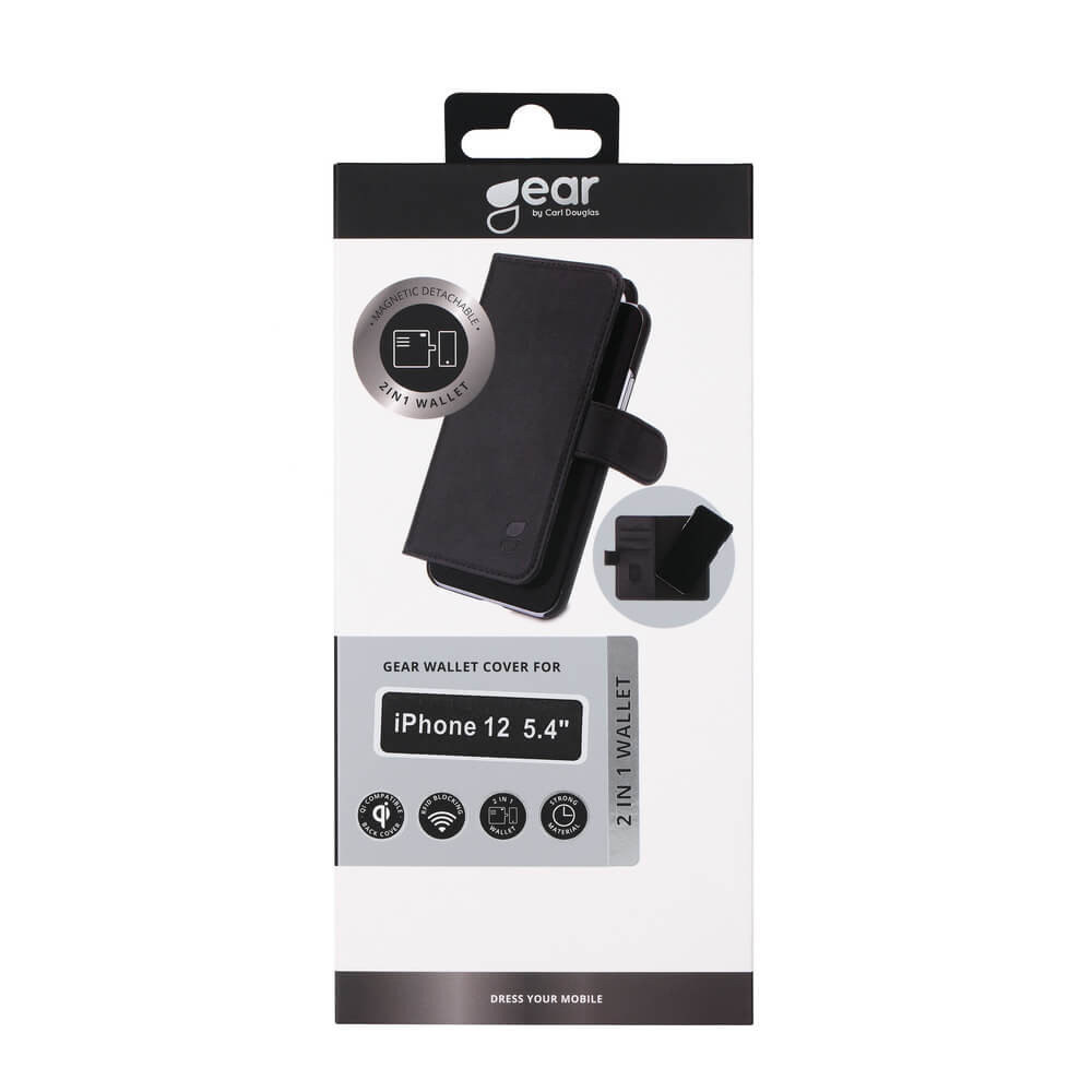 GEAR Lommebokveske Svart iPhone 12  Mini 2in1 Magnetdeksel