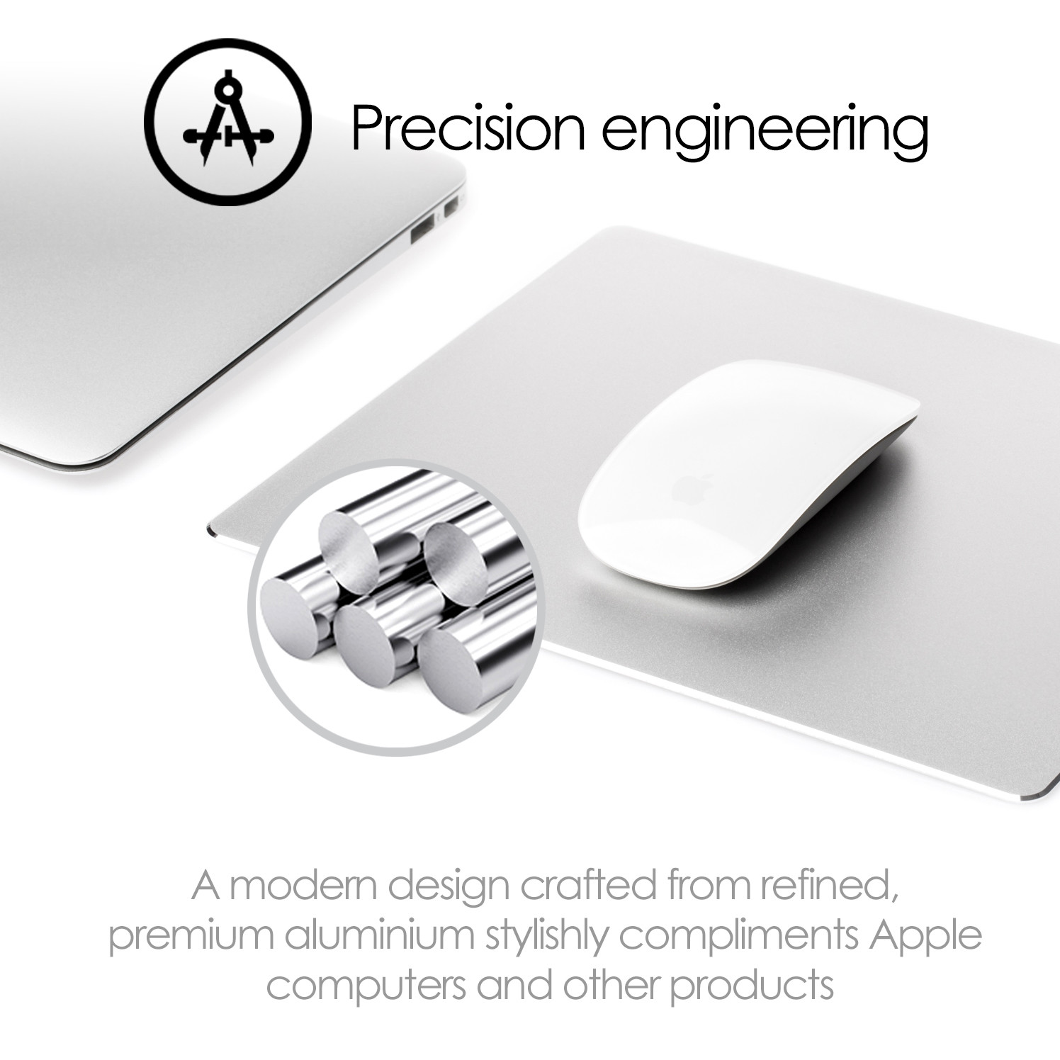 DESIRE2 Musematte Premium Aluminium Rektangulær Sølv