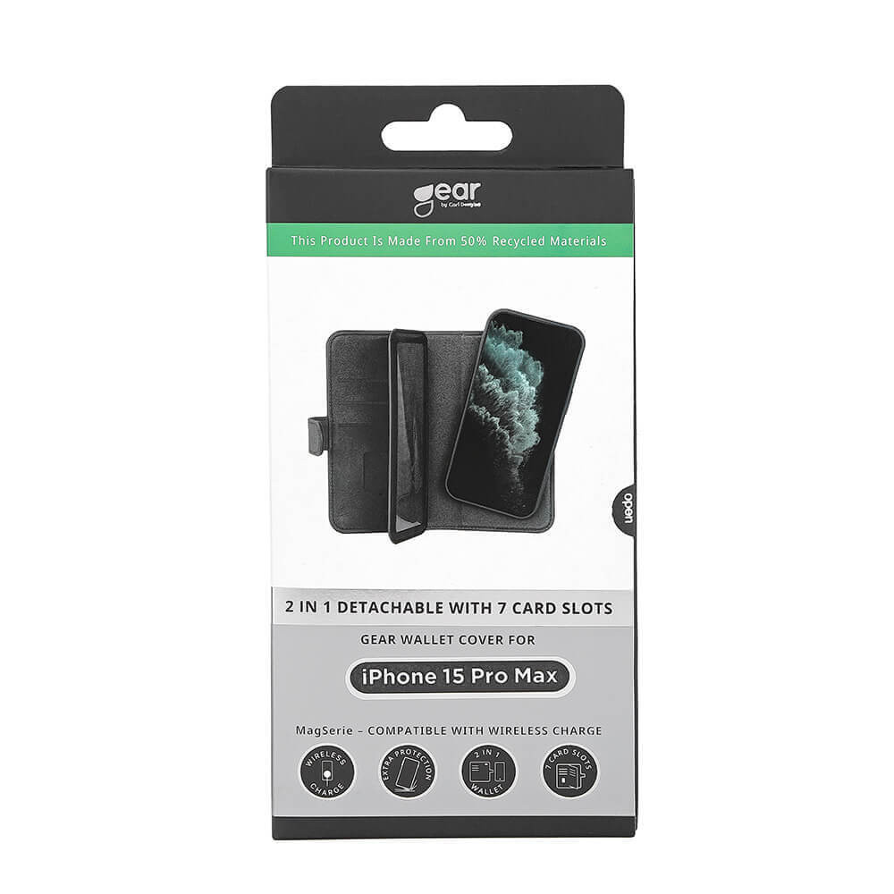 GEAR 2in1 7 card Recycled MagSerie iPhone 15 Pro Max Black