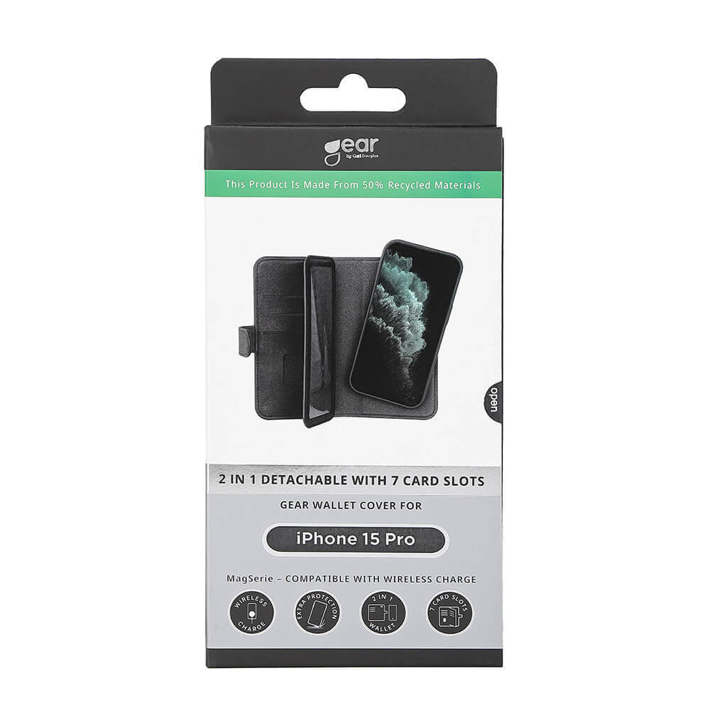 GEAR 2in1 7 card Recycled MagSerie iPhone 15 Pro Black
