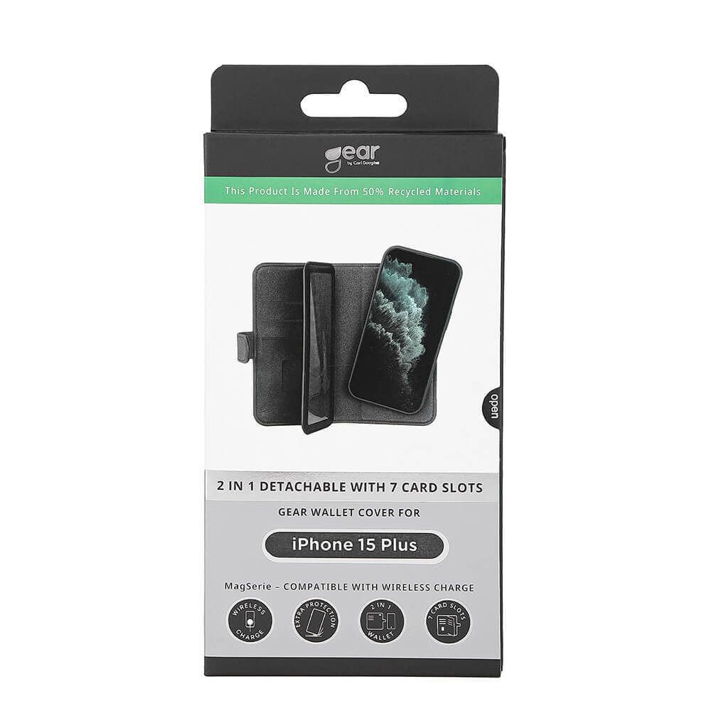 GEAR 2in1 7 card Recycled MagSerie iPhone 15 Plus Black