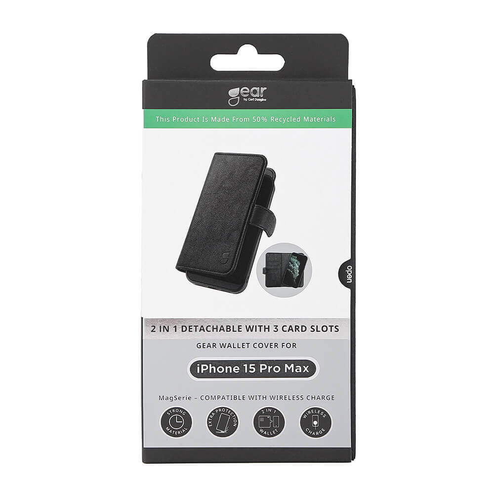 GEAR 2in1 3 card Recycled MagSerie iPhone 15 Pro Max Black