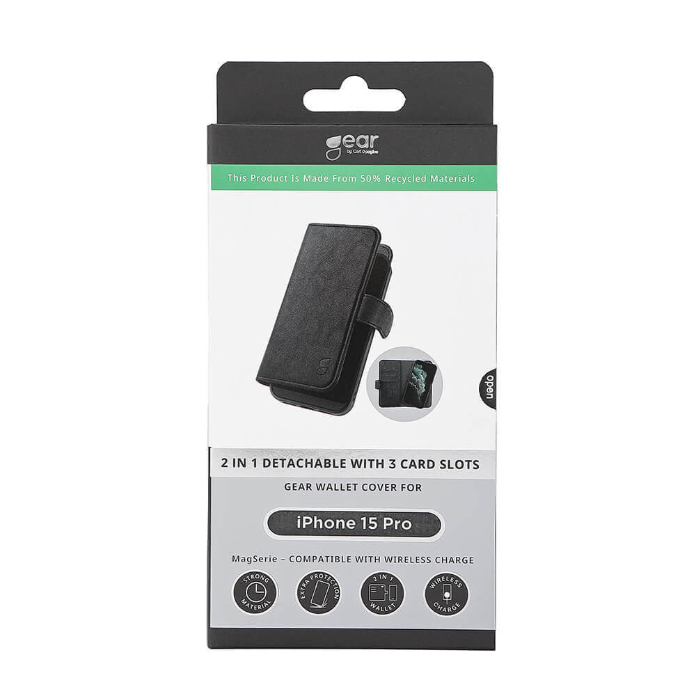 GEAR 2in1 3 card Recycled MagSerie iPhone 15 Pro Black
