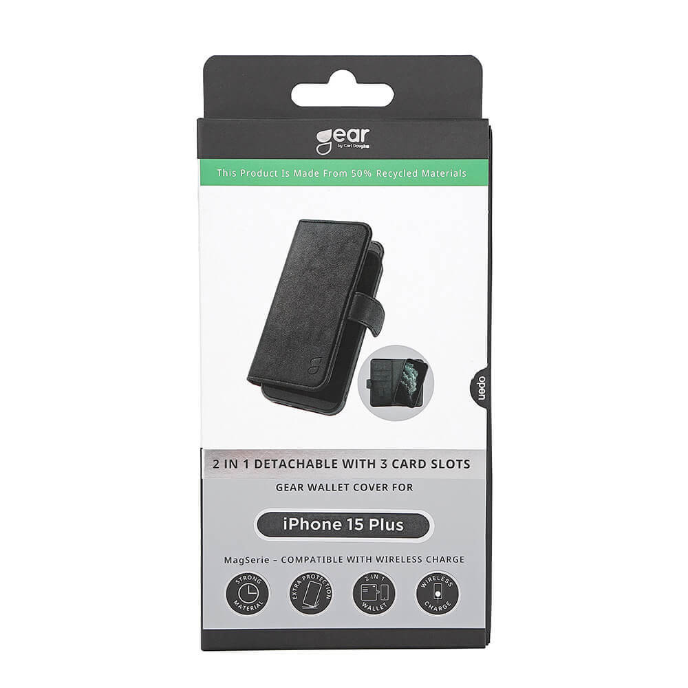GEAR 2in1 3 card Recycled MagSerie iPhone 15 Plus Black