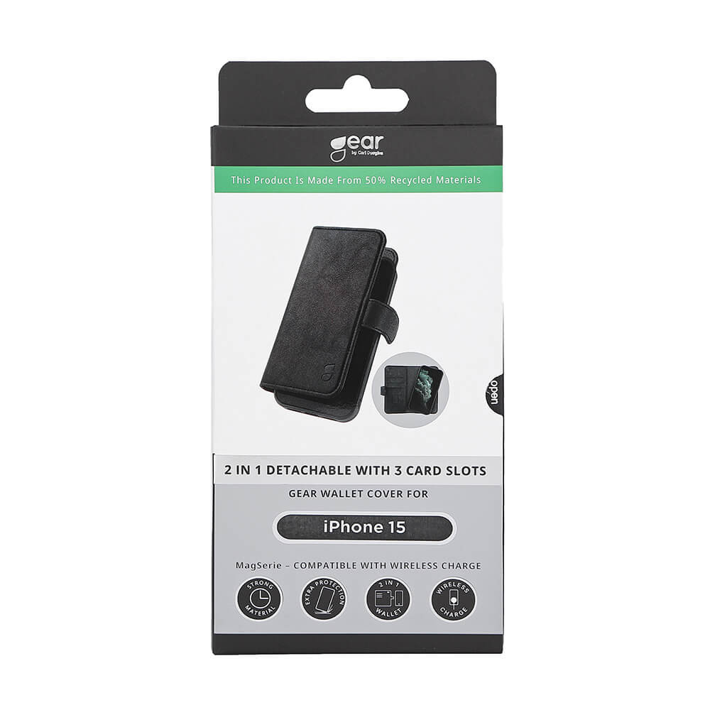 GEAR 2in1 3 card Recycled MagSerie iPhone 13/14/15 Black