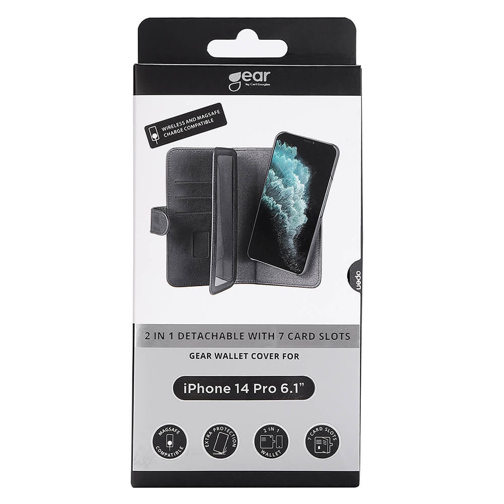 GEAR 2in1 Wallet 7 card MagSeries iPhone 14 Pro 6,1" Black