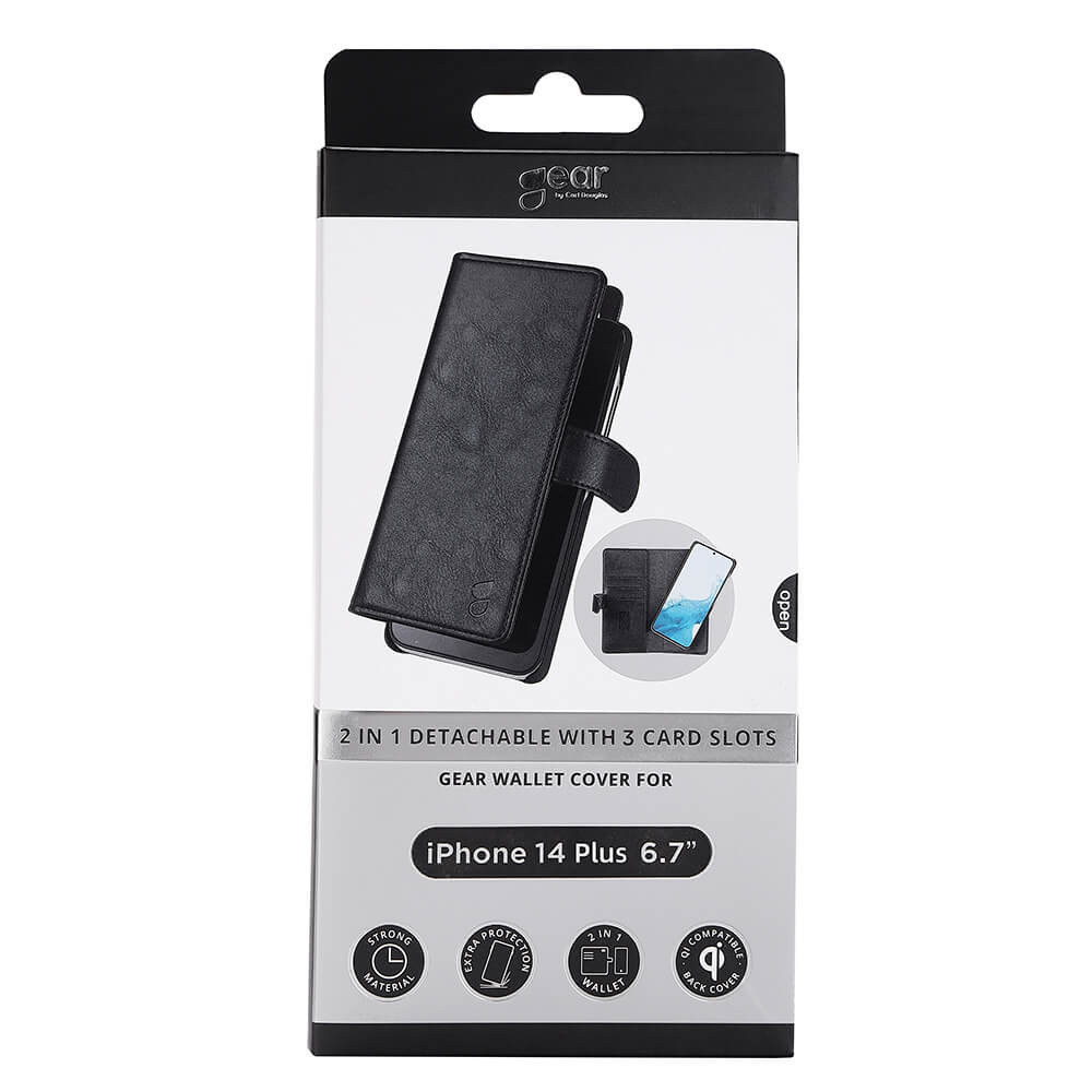 GEAR 2in1 Wallet 3 card iPhone 14 Plus 6,7" Black