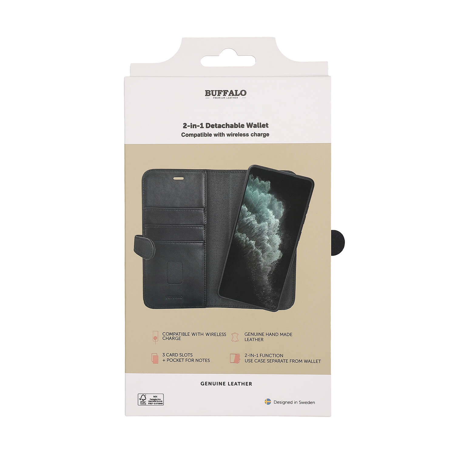 BUFFALO 2in1 Wallet Leather 3 card Samsung S24 FE 5G Black