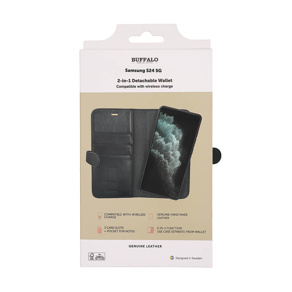 BUFFALO 2in1 Wallet Leather 3 card Samsung S24 5G Black