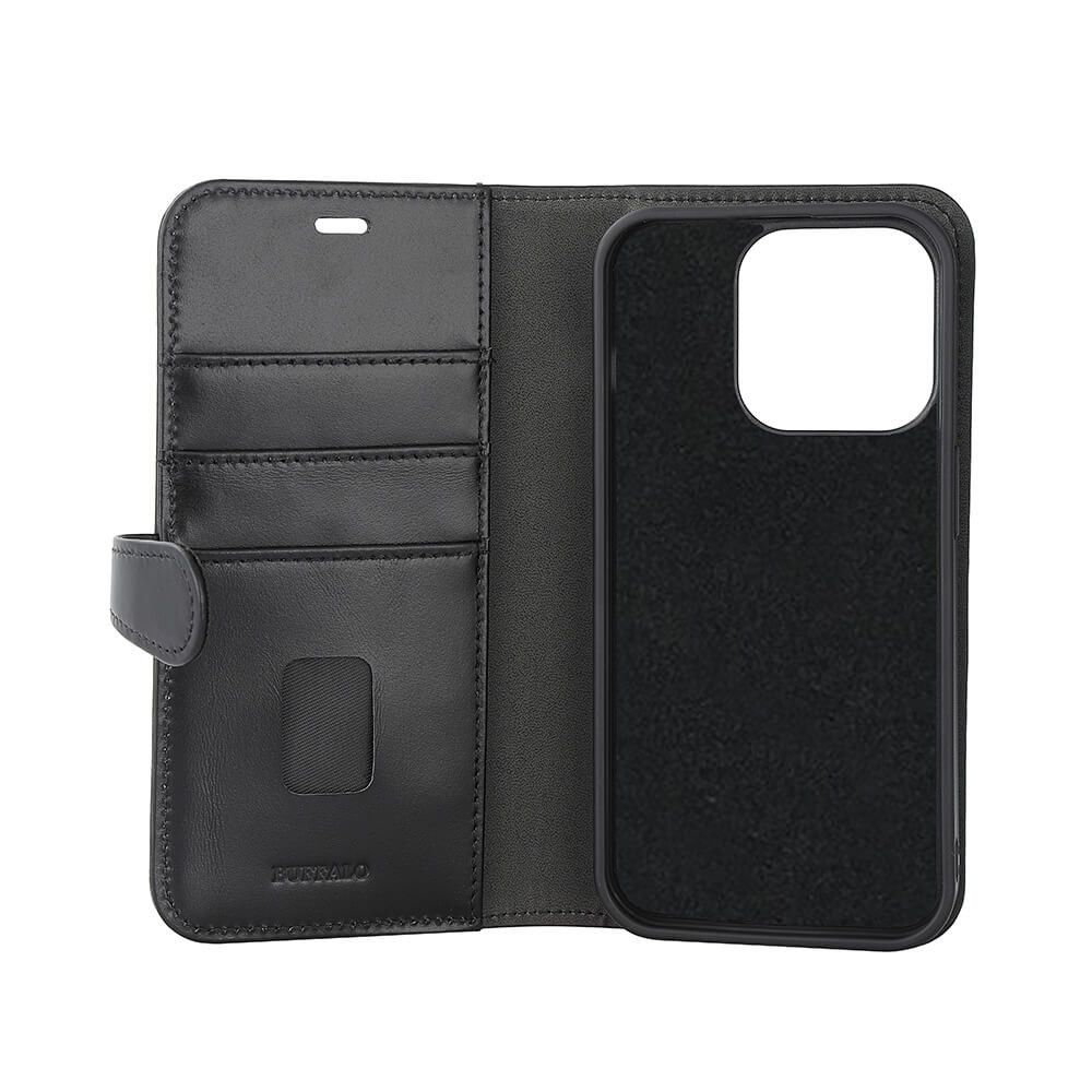 BUFFALO 2in1 Leather 3 card MagSeries iPhone 15 Pro Black