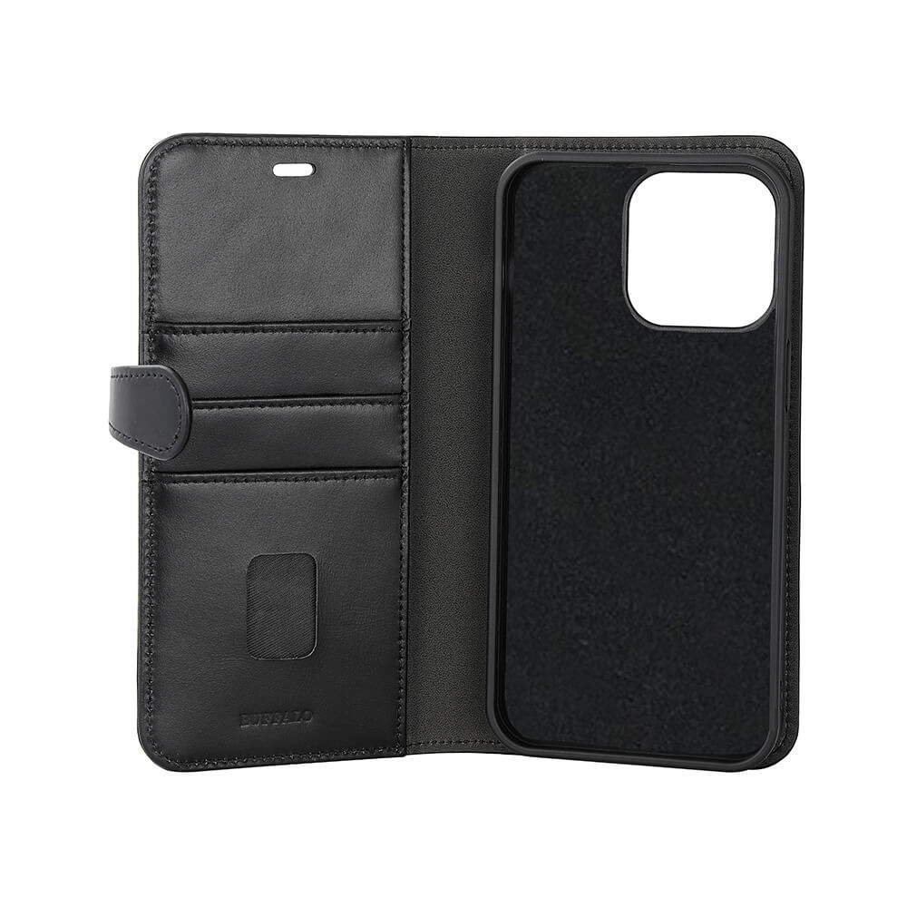 BUFFALO 2in1 Leather 3 card MagSeries iPhone 15 Pro Max Black