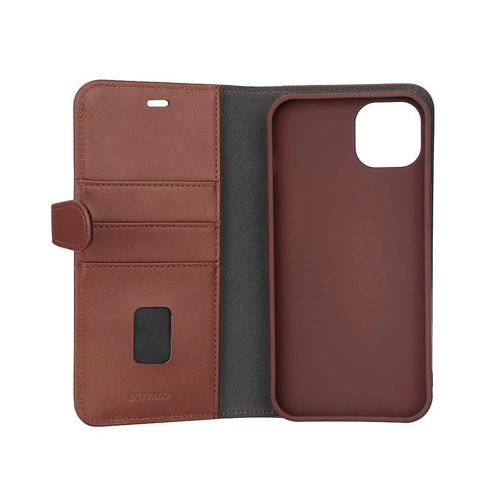 BUFFALO 2in1 Leather 3 card MagSeries iPhone 15 Plus Brown