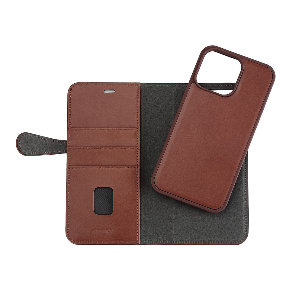BUFFALO 2in1 Leather 3 card MagSeries iPhone 15 Pro Max Brown