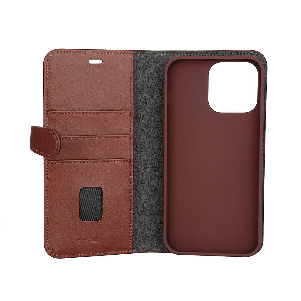 BUFFALO 2in1 Leather 3 card MagSeries iPhone 15 Pro Max Brown