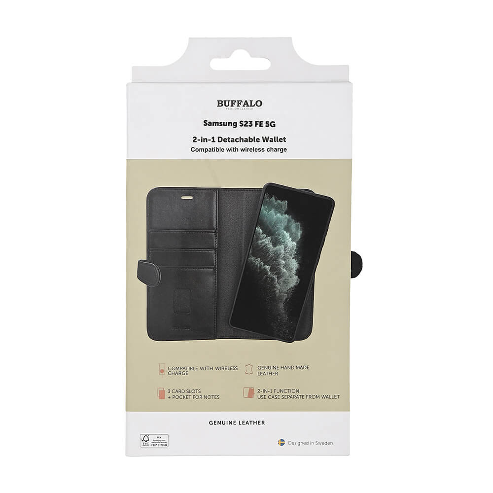 BUFFALO 2in1 Wallet Leather 3 card Samsung S23 FE 5G Black