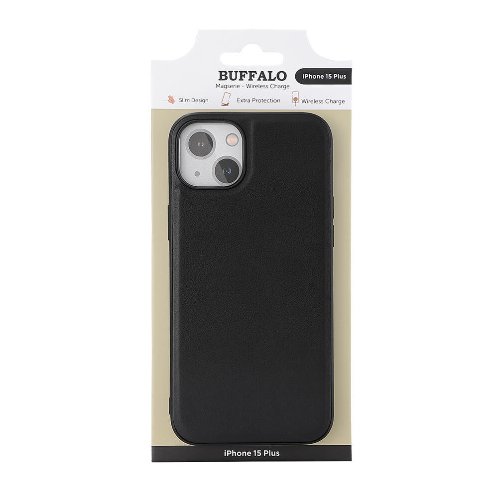 BUFFALO Back cover PU MagSeries iPhone 15 Plus Black