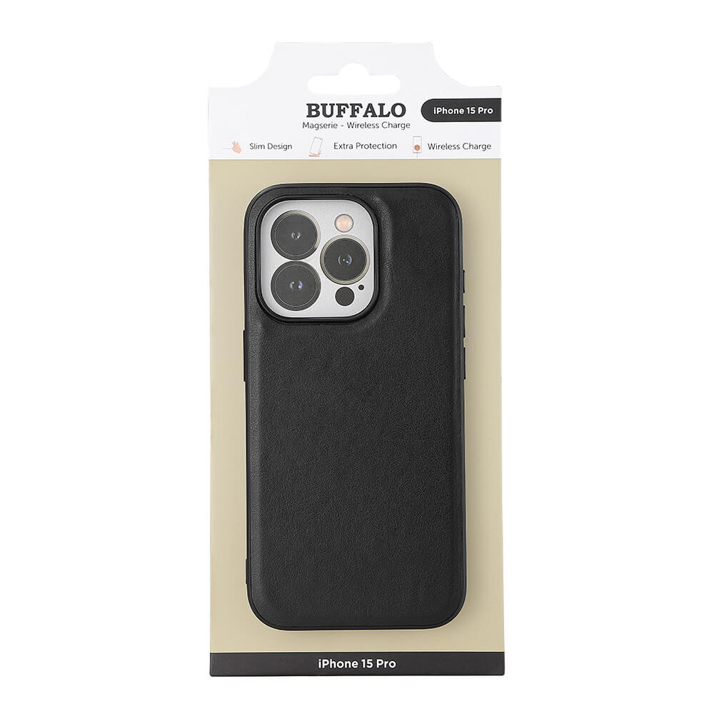 BUFFALO Back cover PU MagSeries iPhone 15 Pro Black