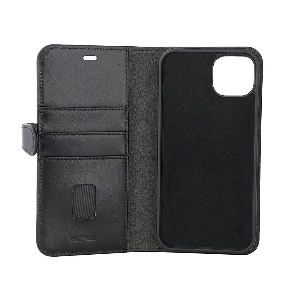 BUFFALO 2in1 Leather 3 card MagSeries iPhone 15 Plus Black