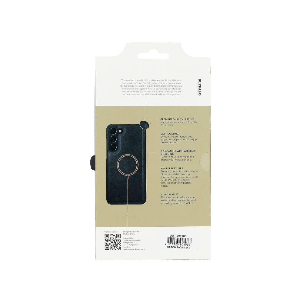 BUFFALO 2in1 Wallet Leather 3 card Samsung  S23+ 5G Black