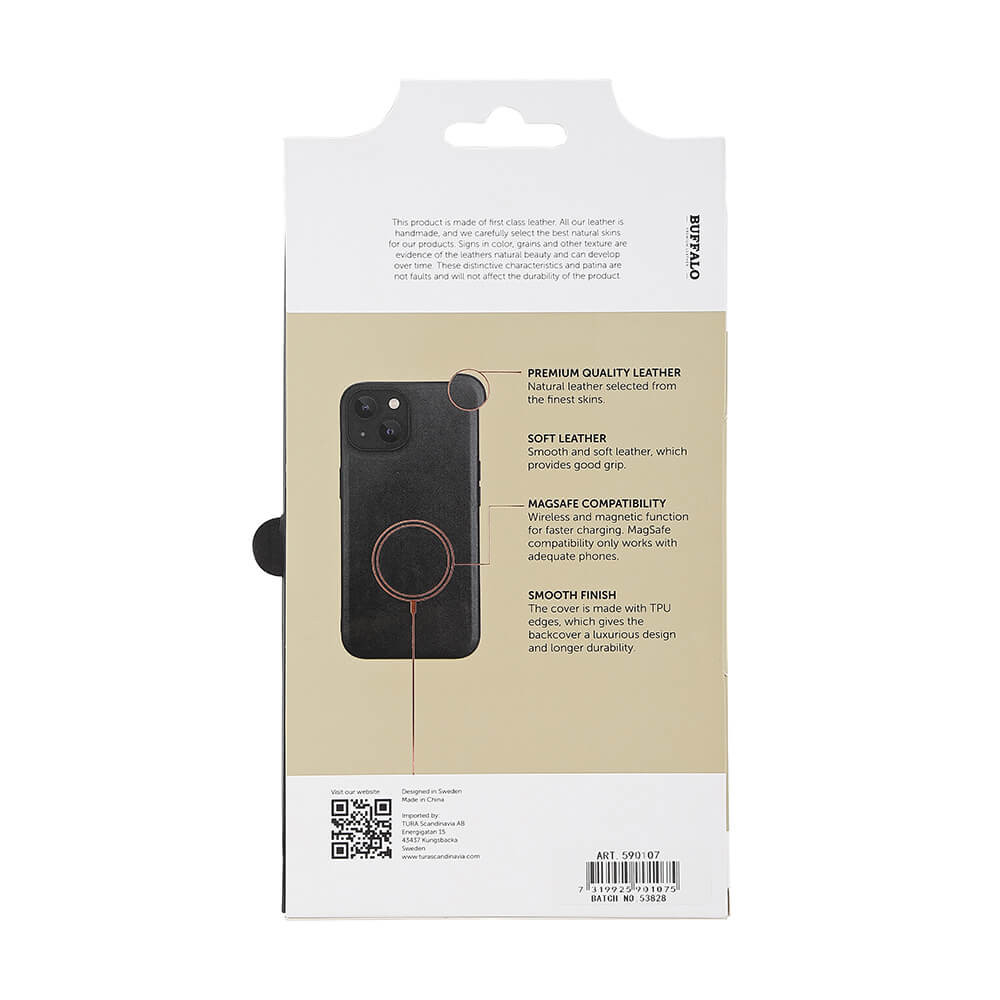 BUFFALO Back cover Leather MagSeries iPhone 15 Black