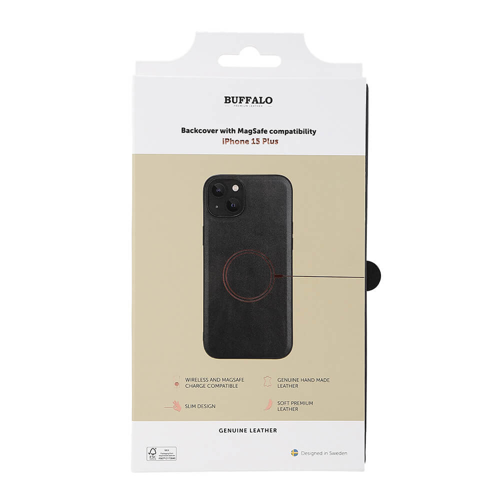 BUFFALO Backcover Leather MagSeries iPhone 15 Plus Black