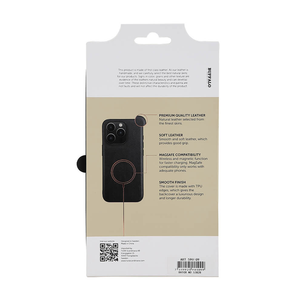 BUFFALO Backcover Leather MagSeries iPhone 15 Pro Black