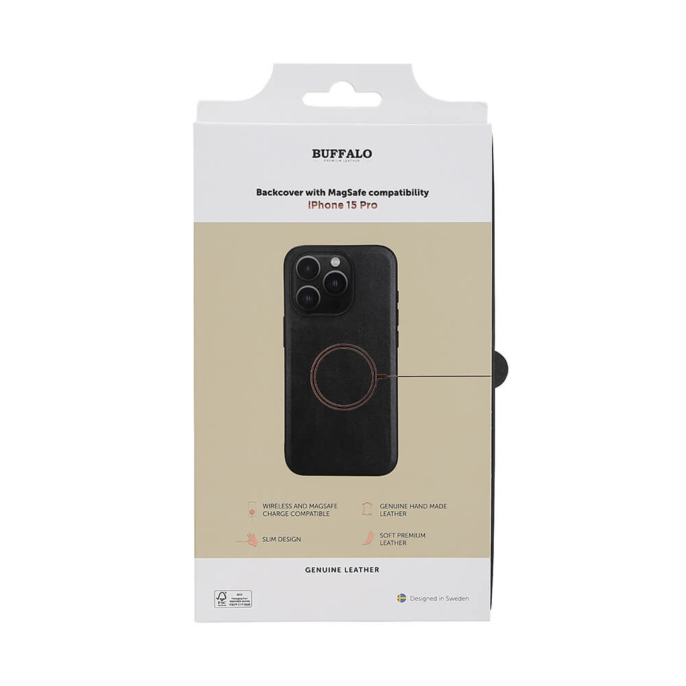 BUFFALO Backcover Leather MagSeries iPhone 15 Pro Black