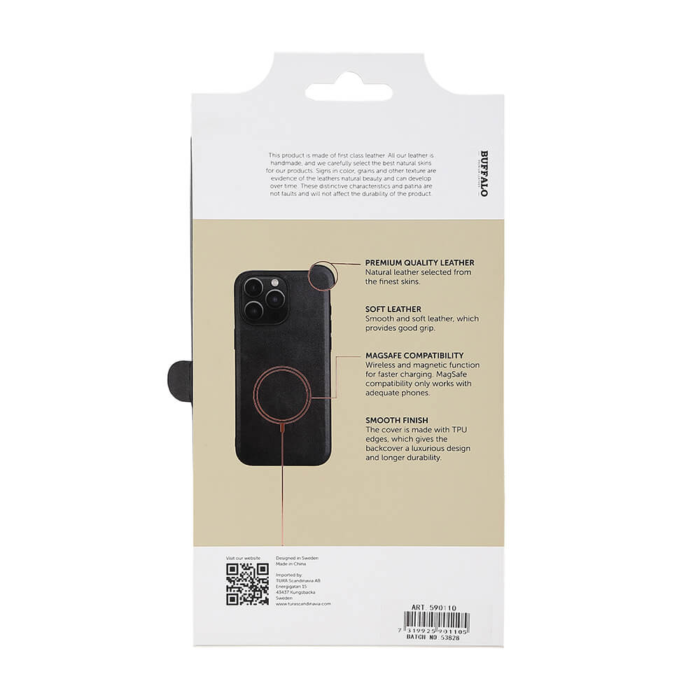 BUFFALO Backcover Leather MagSeries iPhone 15 Pro Max Black