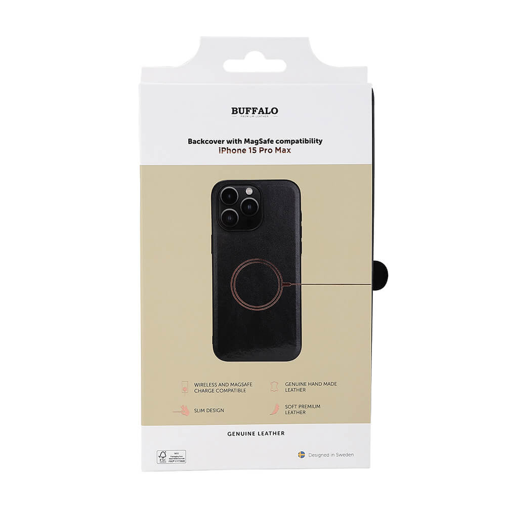 BUFFALO Backcover Leather MagSeries iPhone 15 Pro Max Black