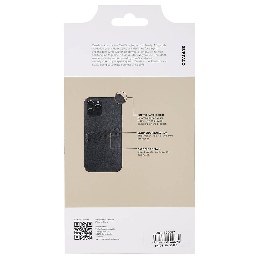 BUFFALO Back cover PU 2 card iPhone 12/12 Pro Black
