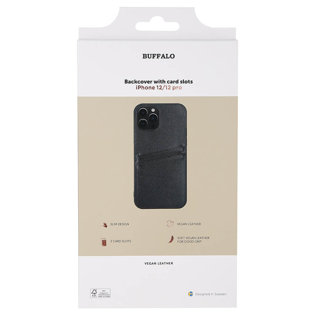 BUFFALO Back cover PU 2 card iPhone 12/12 Pro Black