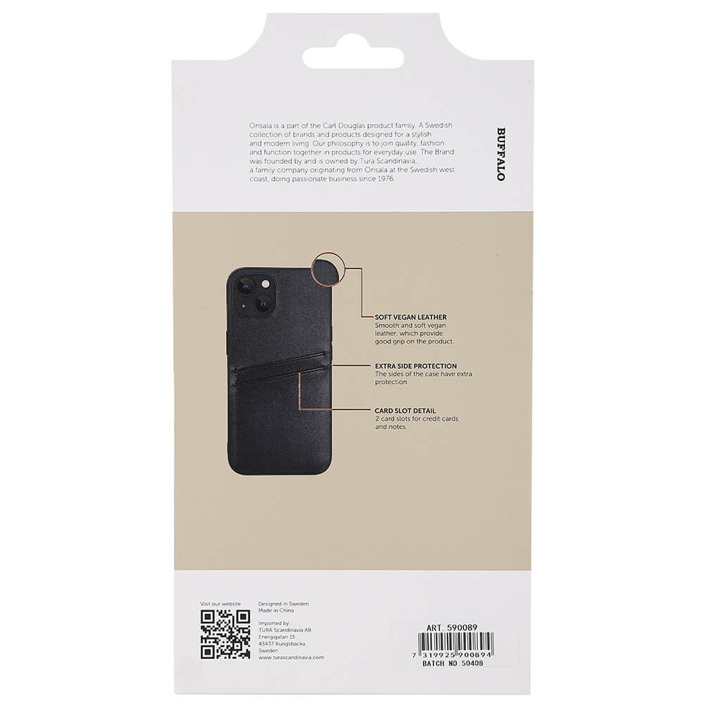 BUFFALO Back cover PU 2 card iPhone 13 Black