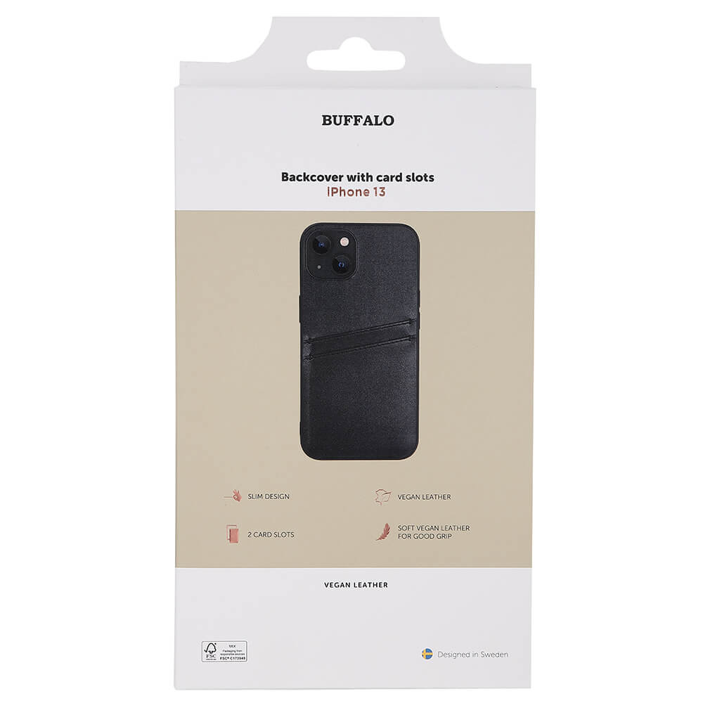 BUFFALO Back cover PU 2 card iPhone 13 Black