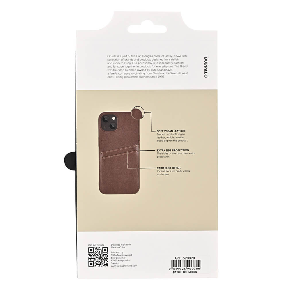 BUFFALO Back cover PU 2 card iPhone 13 Brown
