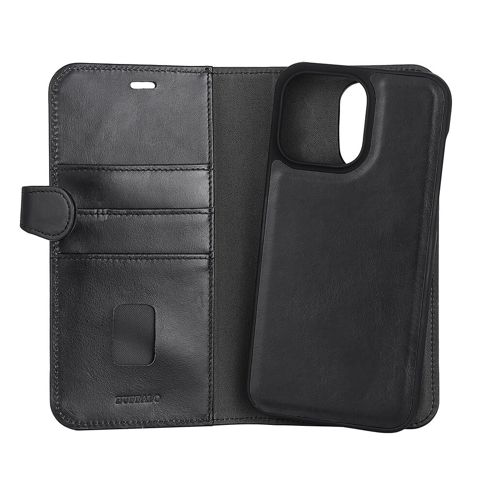 BUFFALO 2in1 Wallet Leather 3 card iPhone 14 Pro Max Black