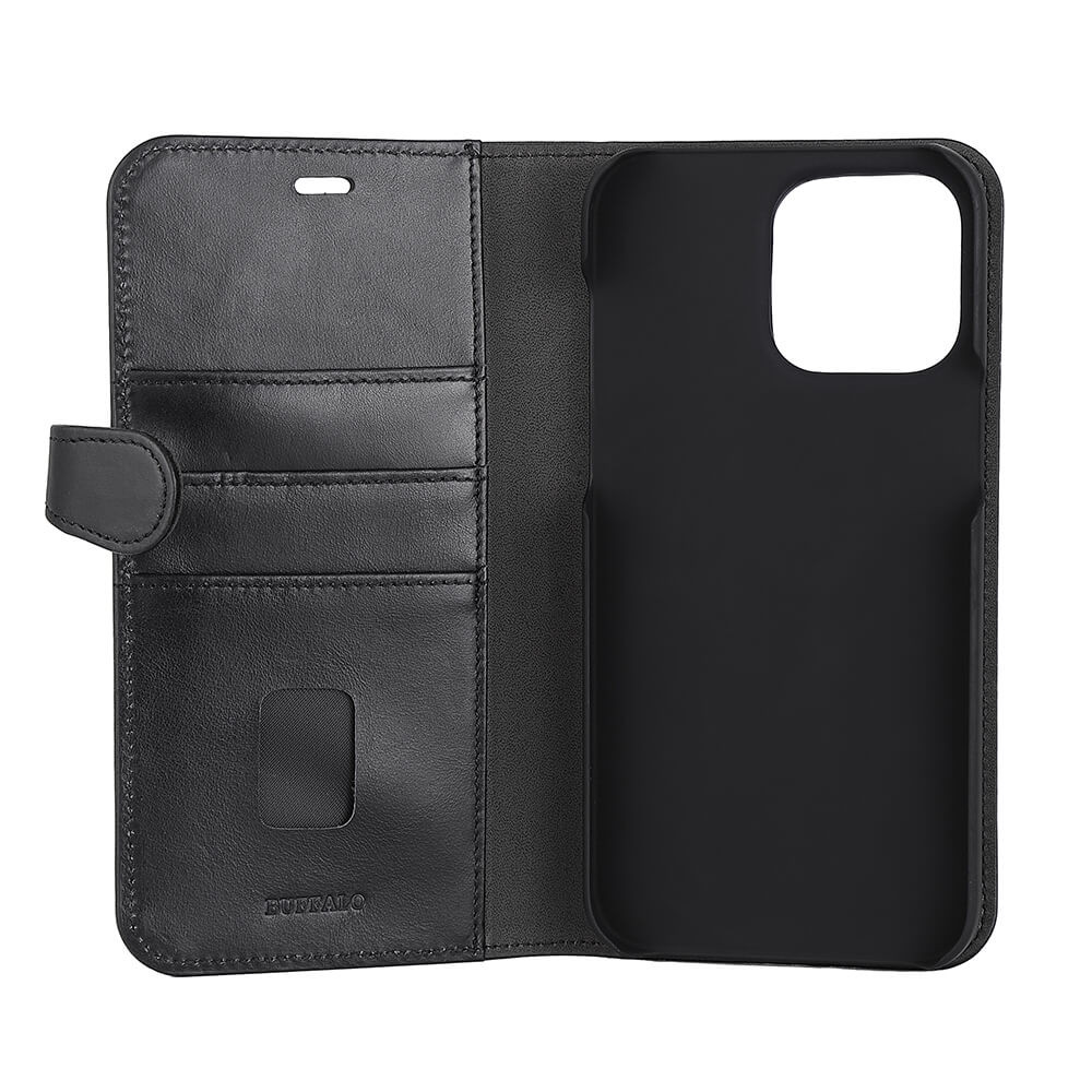 BUFFALO 2in1 Wallet Leather 3 card iPhone 14 Pro Max Black