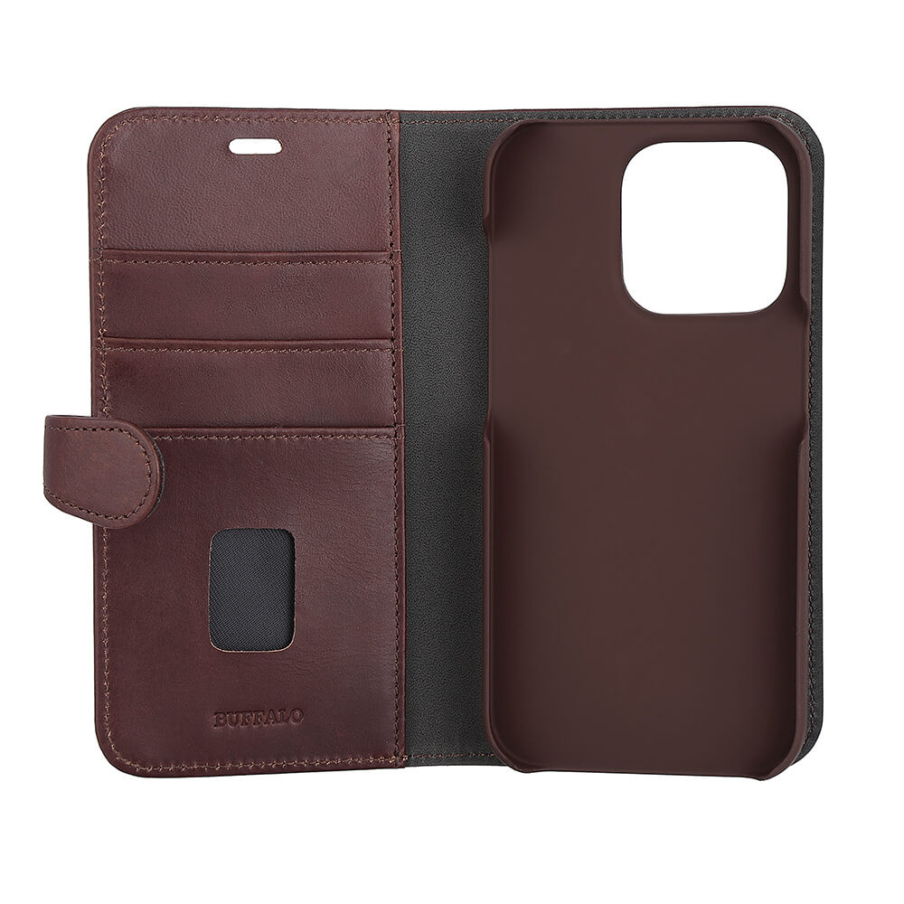 BUFFALO 2in1 Wallet Leather 3 card iPhone 14 Pro Brown