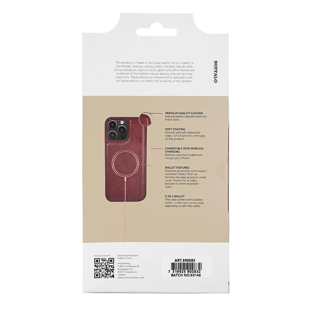 BUFFALO 2in1 Wallet Leather 3 card iPhone 14 Pro Max Brown