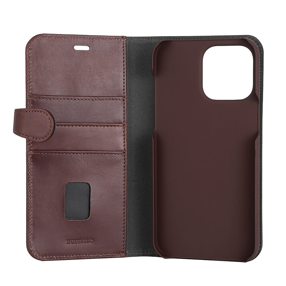 BUFFALO 2in1 Wallet Leather 3 card iPhone 14 Pro Max Brown