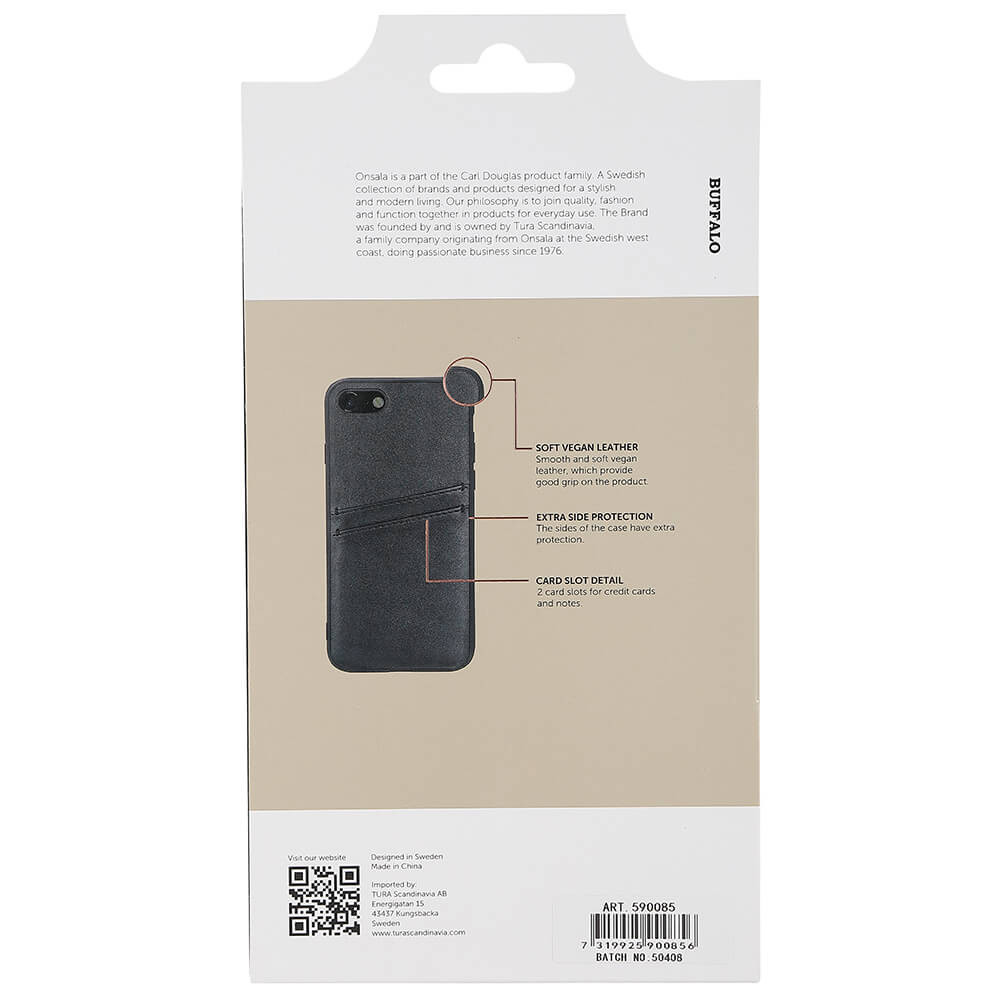 BUFFALO Back cover PU 2 card iPhone 7 / 8 / SE Black