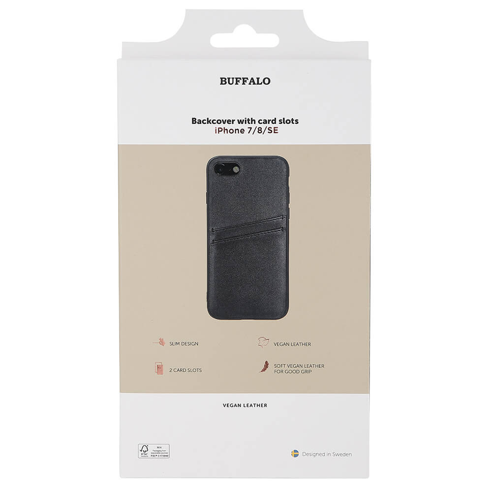 BUFFALO Back cover PU 2 card iPhone 7 / 8 / SE Black