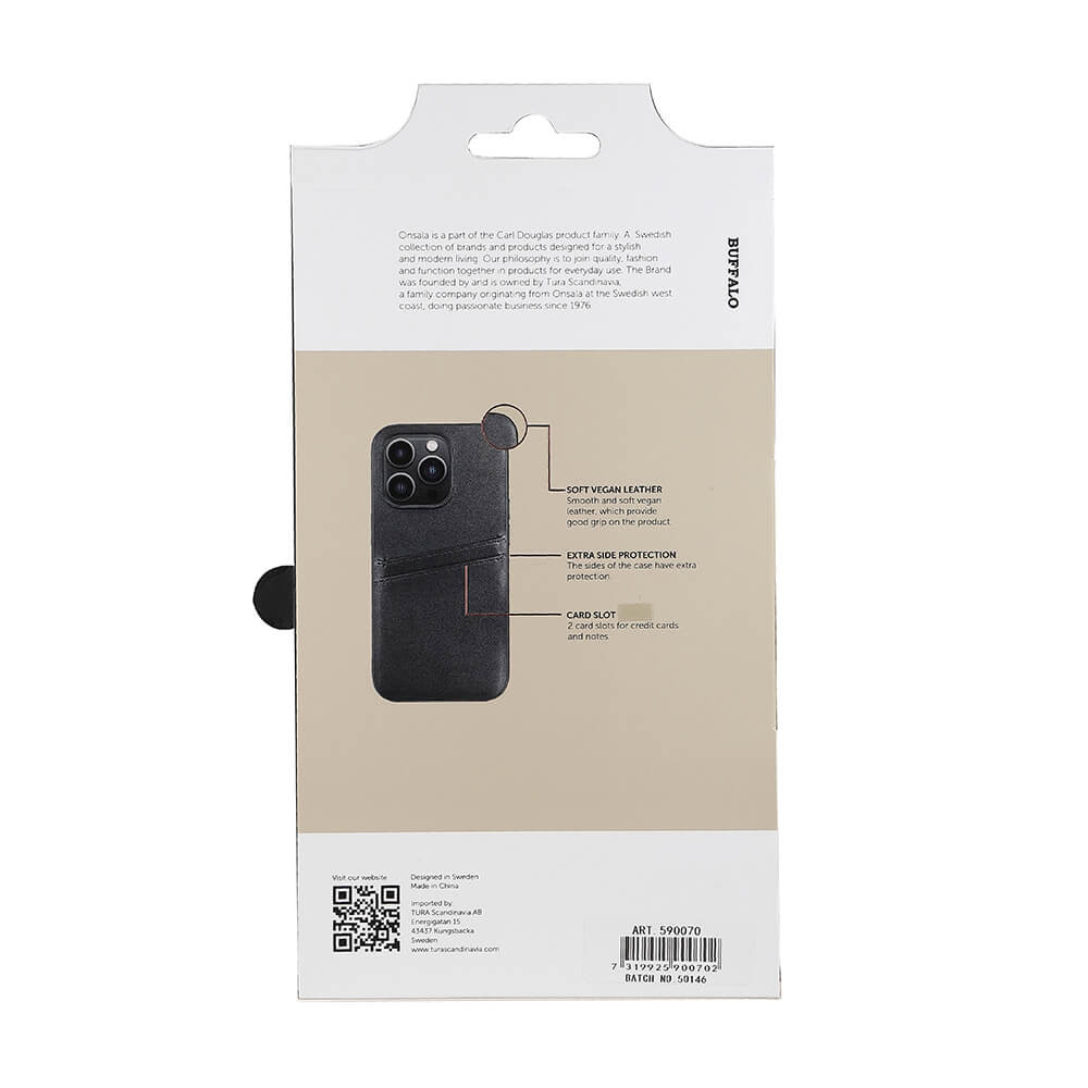 BUFFALO Back cover PU 2 card iPhone 14 Pro 6,1" Black
